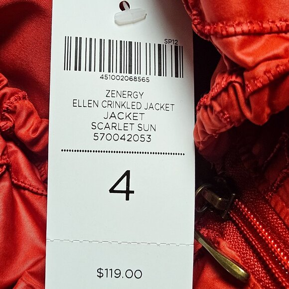 Chicos Zenergy Jacket Womens Size 4 Ellen Crinkled  Scarlet Sun Red Polyester - Picture 3 of 10
